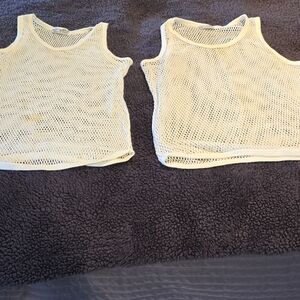 2 White Mesh Tank Tops